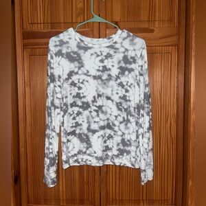 Athleta Gray & White Tie-Dye Long Sleeve Pullover
